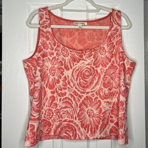St. John Collection Coral Floral Jacquard Knit Tank L